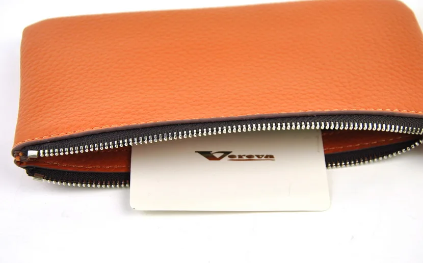 Простой кошелек из натуральной кожи на молнии для мужчин и женщин сумка