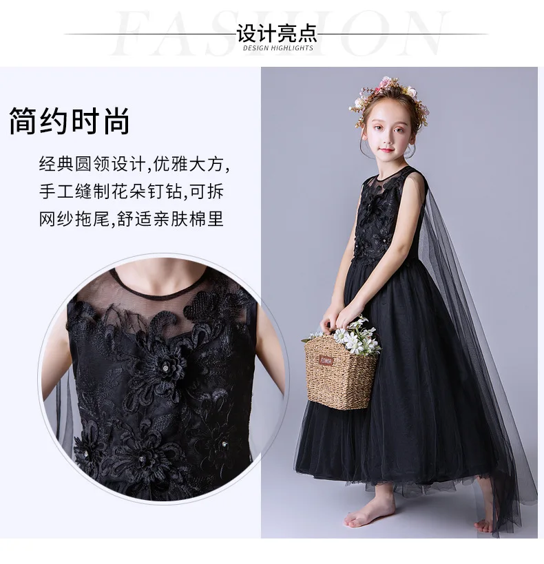 

2021 Formal Girls Dress Holiday O-Neck Princess Lace Flower Girl for Party Girl Clothes 3 4 6 8 10 12 14 Years RKF194011