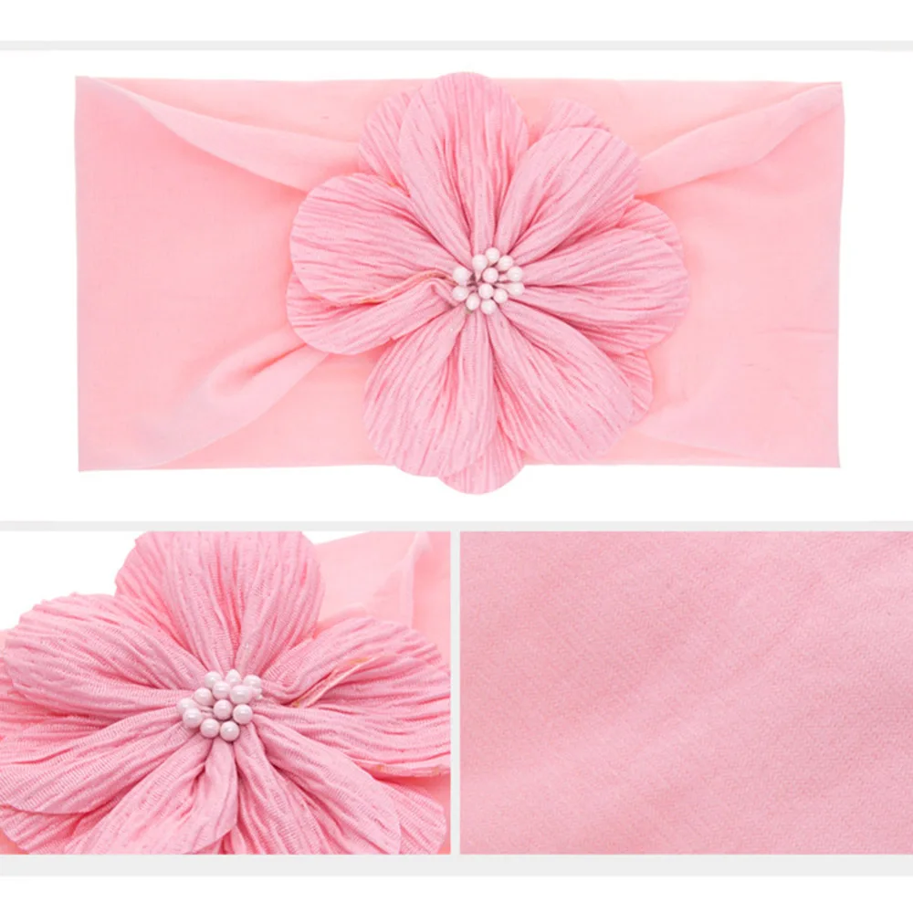 2020 New Flower Headband Soft Nylon Elastic Wide Head Wraps Wrinkle Floral Hair Bands For Girls Children Accessories | Детская одежда и