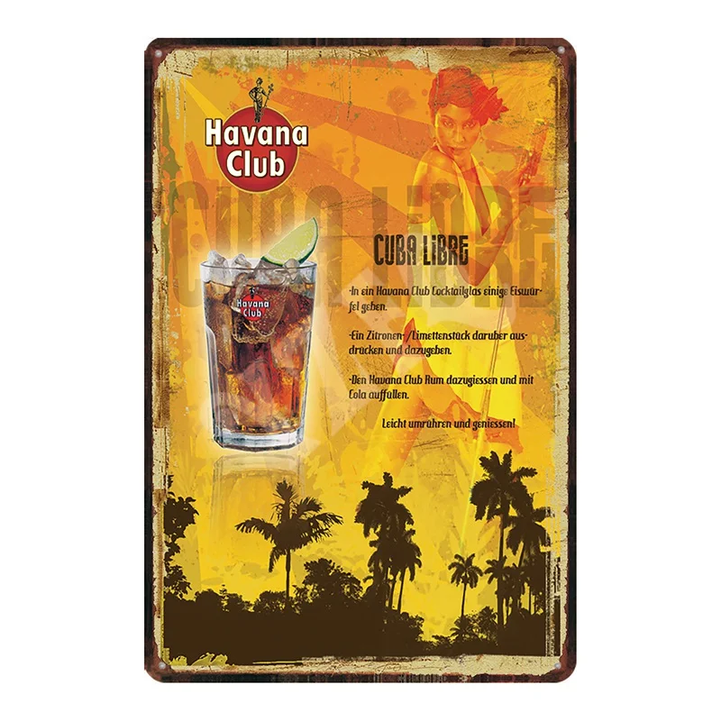Пивная металлическая тарелка Havana Club с жестяными знаками потертая шикарная