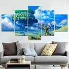 Модульные фотографии 5 панель Miyazaki Hayao Laputa замок в Картина на холсте с изображением неба постер фильма и печать холст картина F1575