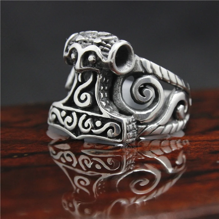 Топ Продаж Мужские 316L Нержавеющая сталь Черный Тор молоток кольцо|ring gemstone|steel