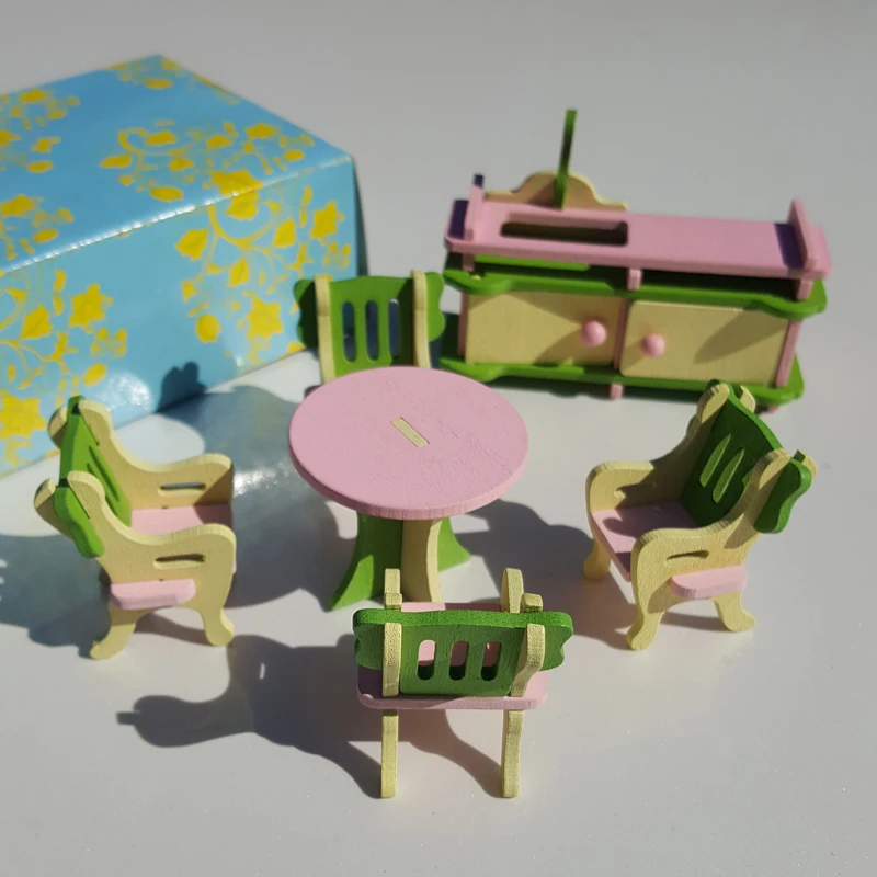 W002 новый детский подарок детская деревянная игрушка мебель кукольный дом Набор