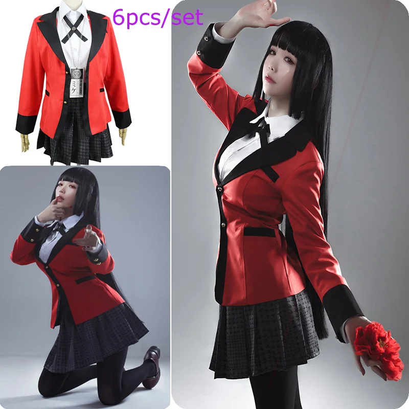 7 шт./компл. аниме Kakegurui Yumeko Jabami Костюмы для косплея в японском стиле летнее пляжное платье для девочек на Хэллоуин вечерние Костюмы для косплея