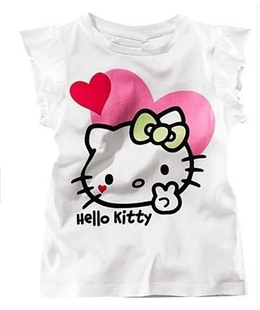 Девочки летом Hello Kitty tshirt девушка симпатичная хлопок футболку новенький
