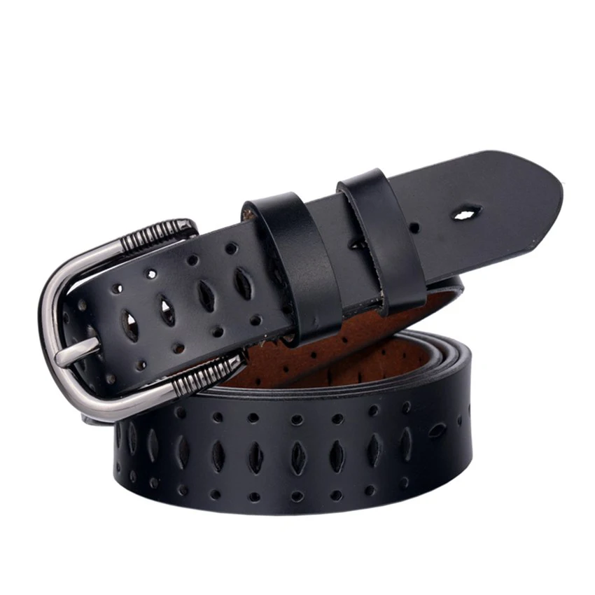 Женский широкий ремень из натуральной кожи роскошный джинсовый без сверления