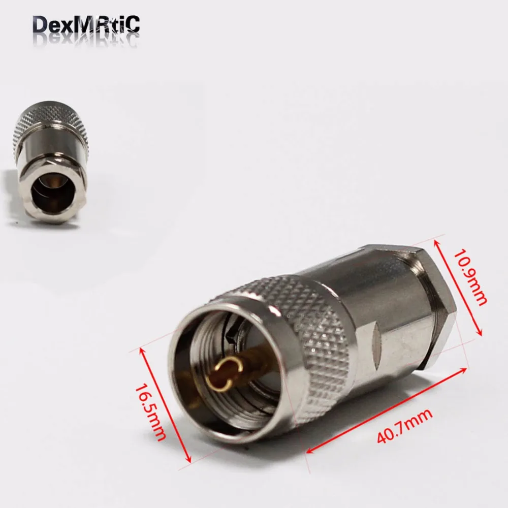 10pcsc UHF male plug   RF Coax Connector   Clamp  RG8,RG213,LMR400  for  Straight  Nickelplated  NEW wholesale