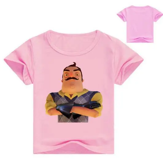 color at picture Новая модная игровая футболка для подростков, летние футболки из чистого хлопка в стиле «Hello neigher» топы для мальчиков и девочек, детская одежда - Цвет: color at picture