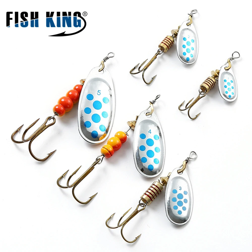 FISH KING 6 Color 0#-5# Spinner Bait With Treble Hooks 35647-BR Arttificial Bait Fishing Lure