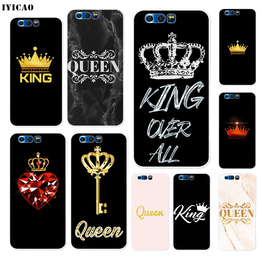 Мягкий силиконовый чехол IYICAO King Queen Crown для Huawei Y9 Y7 Y6 Prime 2018 Honor 8C 8X 8 9 10 Lite 7X 7C 6A 7A Pro