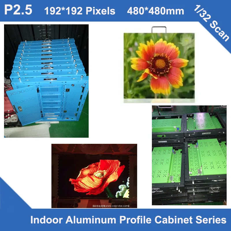 

TEEHO aluminum cabinet P2.5 indoor aluminum 480mm*480mm 192x192 dots 1/32 scan video led screen,rental or fixed installation