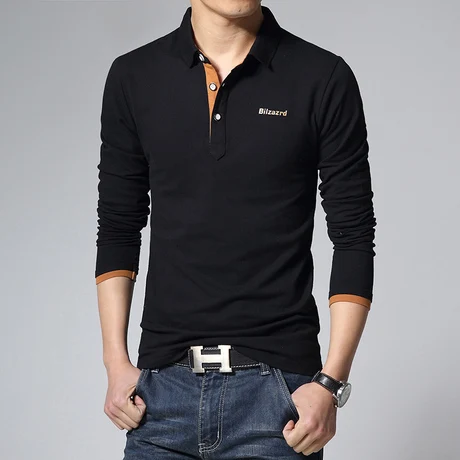 T102 # 2015 Hitz men's long-sleeved T-shirt lapel | Мужская одежда