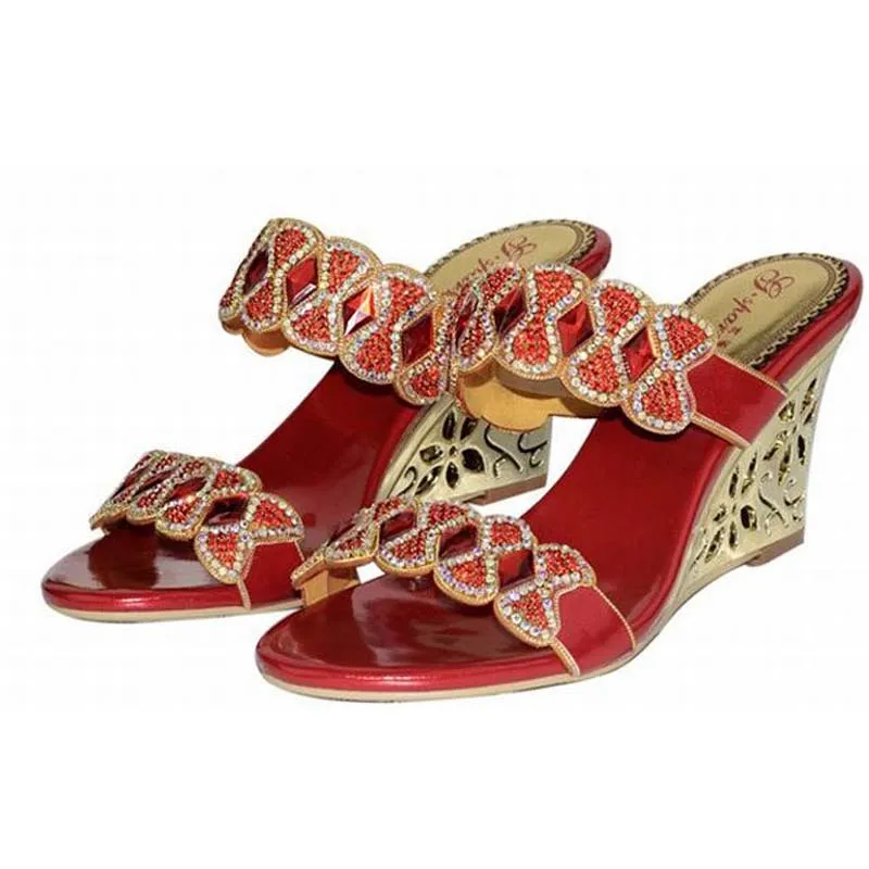 big size 34-44 hot 2018 women wedges sandals thick high heeled shoes gladiator rhinestone bow slippers ladies sandalias fashion | Обувь