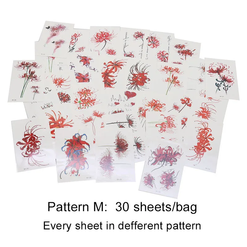 Pattern M 30 листов/наклейка на мешок Водонепроницаемая тату сексуальная детская наклейка губы лист черный мультфильм временная татуировка милые тату-наклейка в виде Звезды Любовь - Цвет: Pattern M