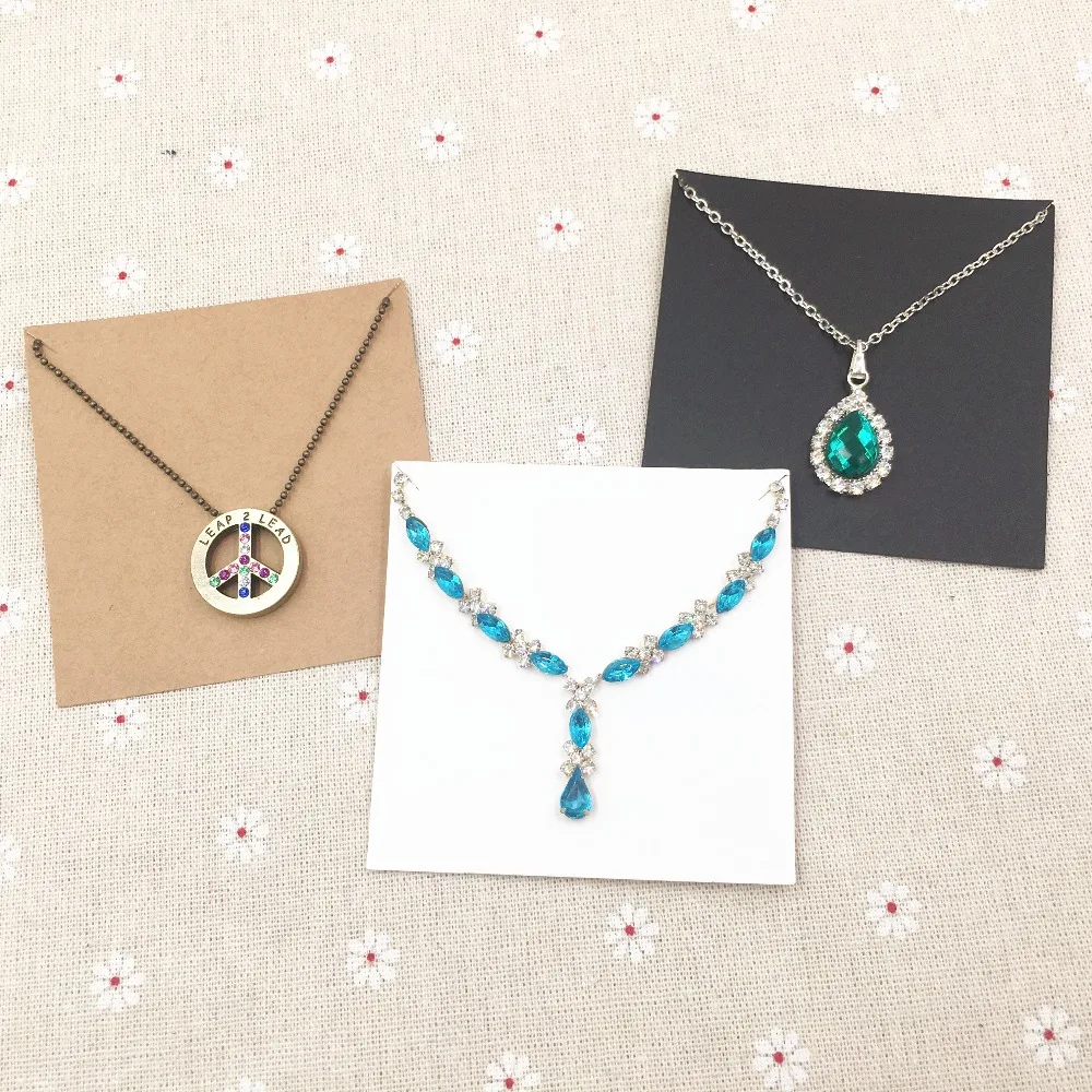 

100pcs Kraft Paper Necklace Displays Cards 8*8cm Blank Pendant Packing Cards Handmade jewelry cards