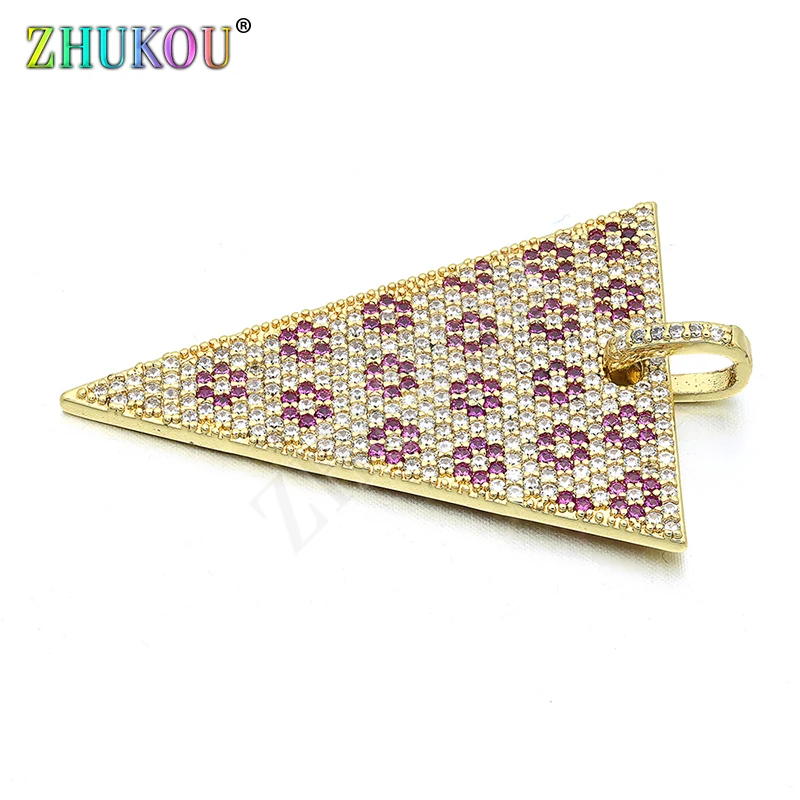 25x40mm Brass Cubic Zirconia Triangle Charms Pendants for DIY Jewelry Findings Accessori Mixed Color Hole: 3.5mm Model: VD237 | Украшения и