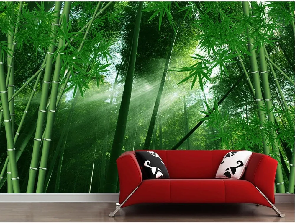 

Home Decoration Landscape wallpaper murals Green bamboo forest Wallpapers for living room parded papel