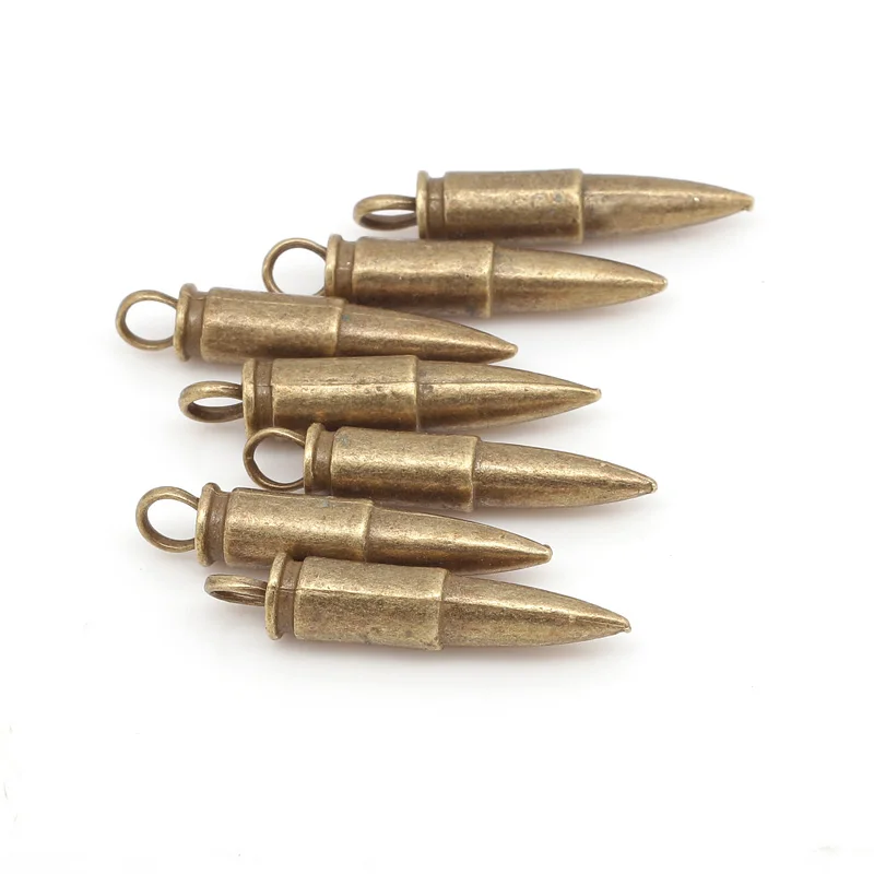 Antique Bronze Metal Zinc Alloy Military Weapon Bullet Charms Pendant for Jewelry Making Wholesale 12pcs/lot 7*35mm 8257 | Украшения и