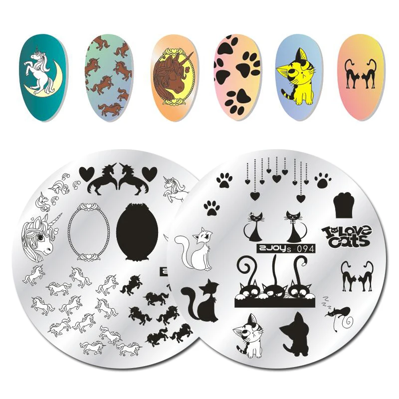 

WAKEFULNESS Cartoon Anima Pattern Nail Art Stamping Plate Unicorn Cat Fish Image Template Stamp Manicure Nail Stencils