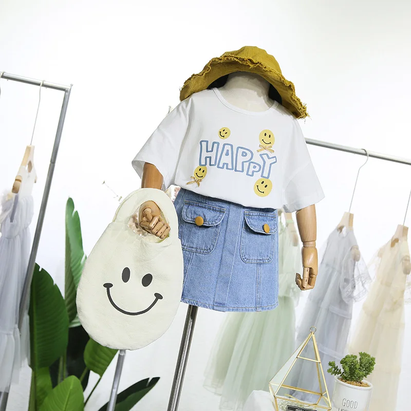 Детская одежда летний комплект одежды для девочек 2019 Новые Девушки улыбающееся