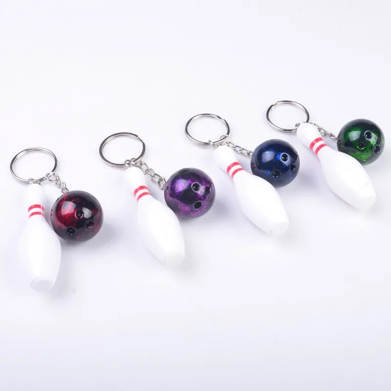 

100 pieces/lot New Metal Bowling Ball Keychains Sports Keyrings Bowling Ball key chain ring keyring pendant Keys Holder souvenir