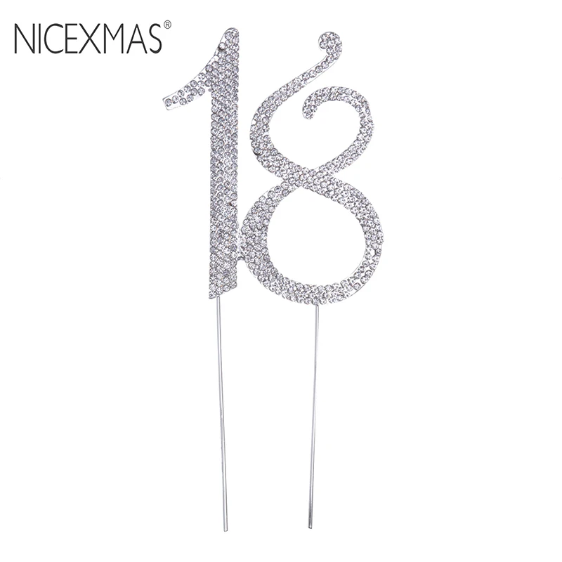 NICEXMAS 18-ое украшение для именинного торта хрустальные стразы декоративные кекс для 18 день рождения принадлежности для юбилейной вечеринки