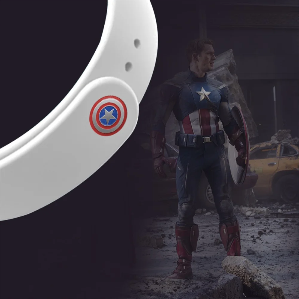 White B Новые с принтами "Marvel", "Мстители", браслет для mi Группа 4 ремень для Xiaomi mi группа 4 Nfc умный браслет с силиконовым ремешком для mi Группа 4/3 - Цвет: White B