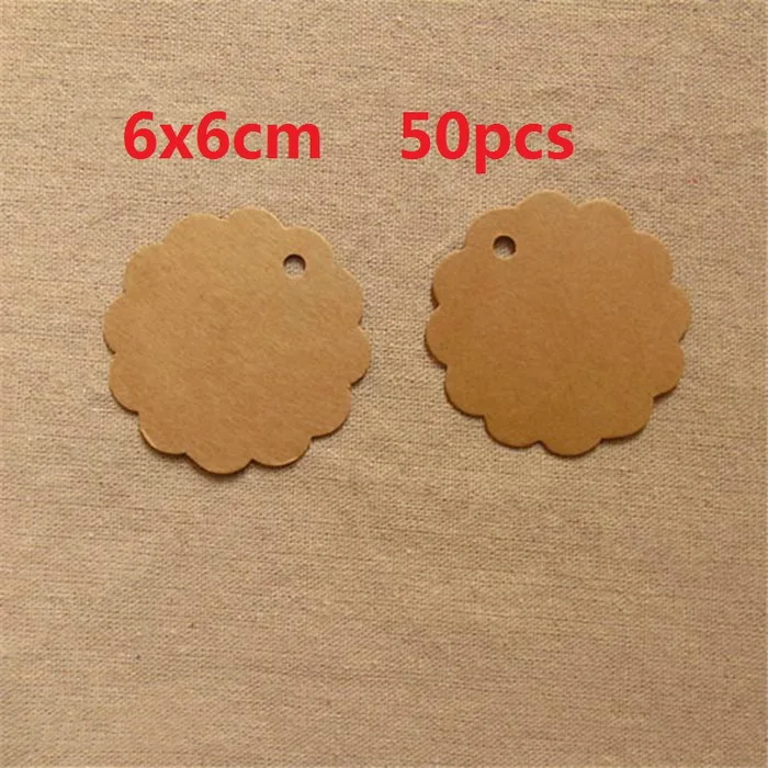 6x6cm 50pcs 50-100 шт. DIY этикетки из крафт-бумаги Винтаж Свадебные Декоративные Бирки гребешок этикетка чемодан Свадебные украшения для столовый Багаж Метки - Цвет: 6x6cm 50pcs