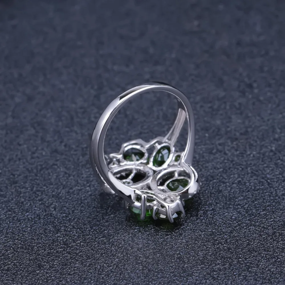 GEM'S BALLET 4.65Ct натуральный хром диопсид драгоценный камень кольцо 925 пробы Серебряное винтажное коктейльное кольцо для женщин хорошее ювелирное изделие