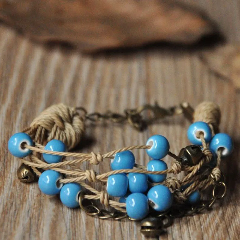 Браслеты с керамическими бусинами для мужчин и женщин бронзовые обручи на
