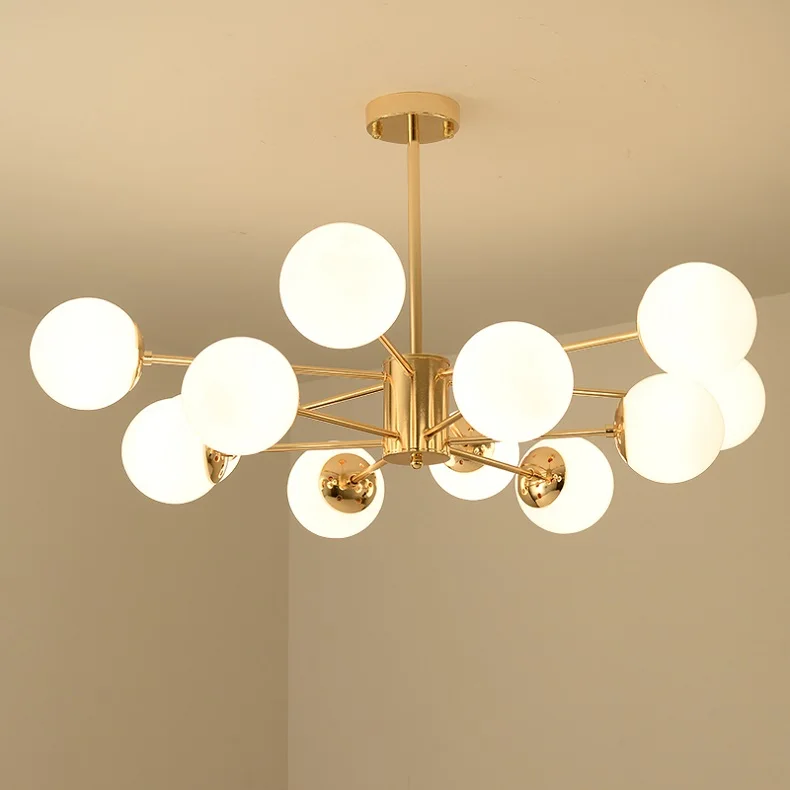 Gold 12 Arms MDWELL Lustre Lustres para sala de jantar E27 светодиодный регулируемый подвесной светильник деревянные светильники для столовой - Цвет абажура: Gold 12 Arms
