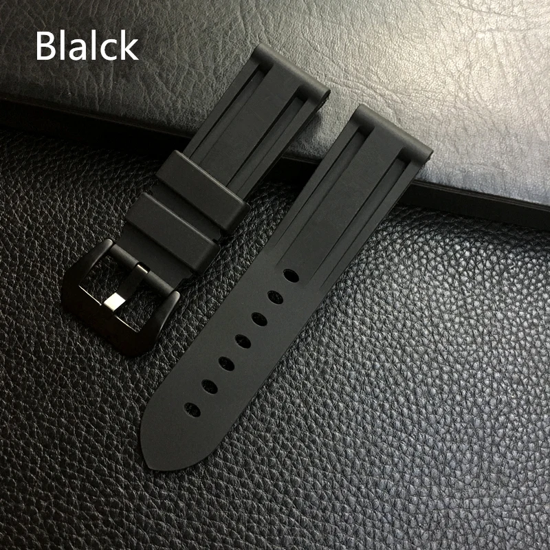 MERJUST 22mm 24mm 26mm Black Orange Blue Red Silicone Rubber Whatchband For Pam PAM111 Watch Strap Bracelet with engraving