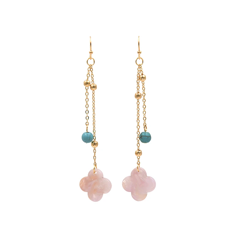 Simple Design Acetate Geometric Earrings with Beads Chain Long Drop Dangle for Fashion Women | Украшения и аксессуары
