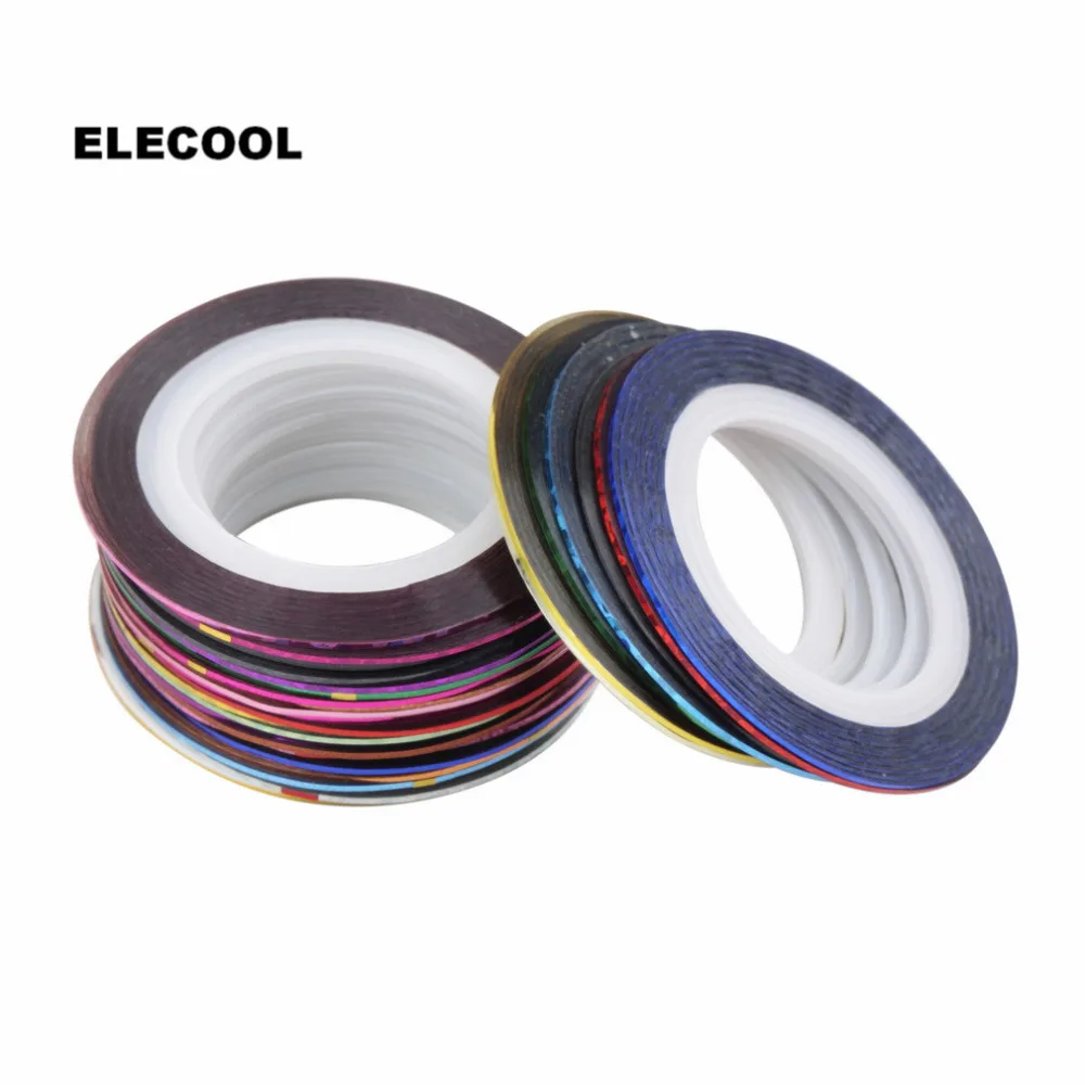 Elecool 30 шт. разноцветная лента для дизайна ногтей, лента для творчества, Блестящая декоративная наклейка для ногтей, инструмент для дизайна ногтей, Набор для творчества