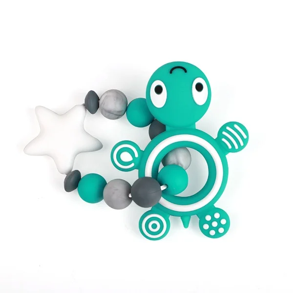 turquoise TYRY.HU, силиконовый браслет для прорезывающихся зубов, пищевая черепаха, силиконовые грызуны, черепаха, детский прорезыватель, силиконовые бусины FBA, бесплатный детский браслет - Цвет: turquoise