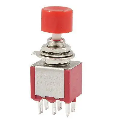AC 2A/250V 5A/120V 6 контактный DPDT кнопка с самовозвратом кнопочный переключатель 2 NO