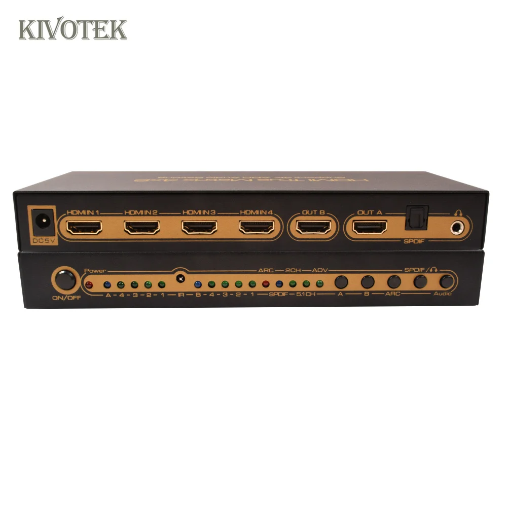 

HIFI 4x2 HDMI Matrix Switch,4-in,2-out,Support Full HD,3D,4Kx2K,ADV/2.0CH/5.1CH Audio,IR RC Control For Video HDTV Free Shipping