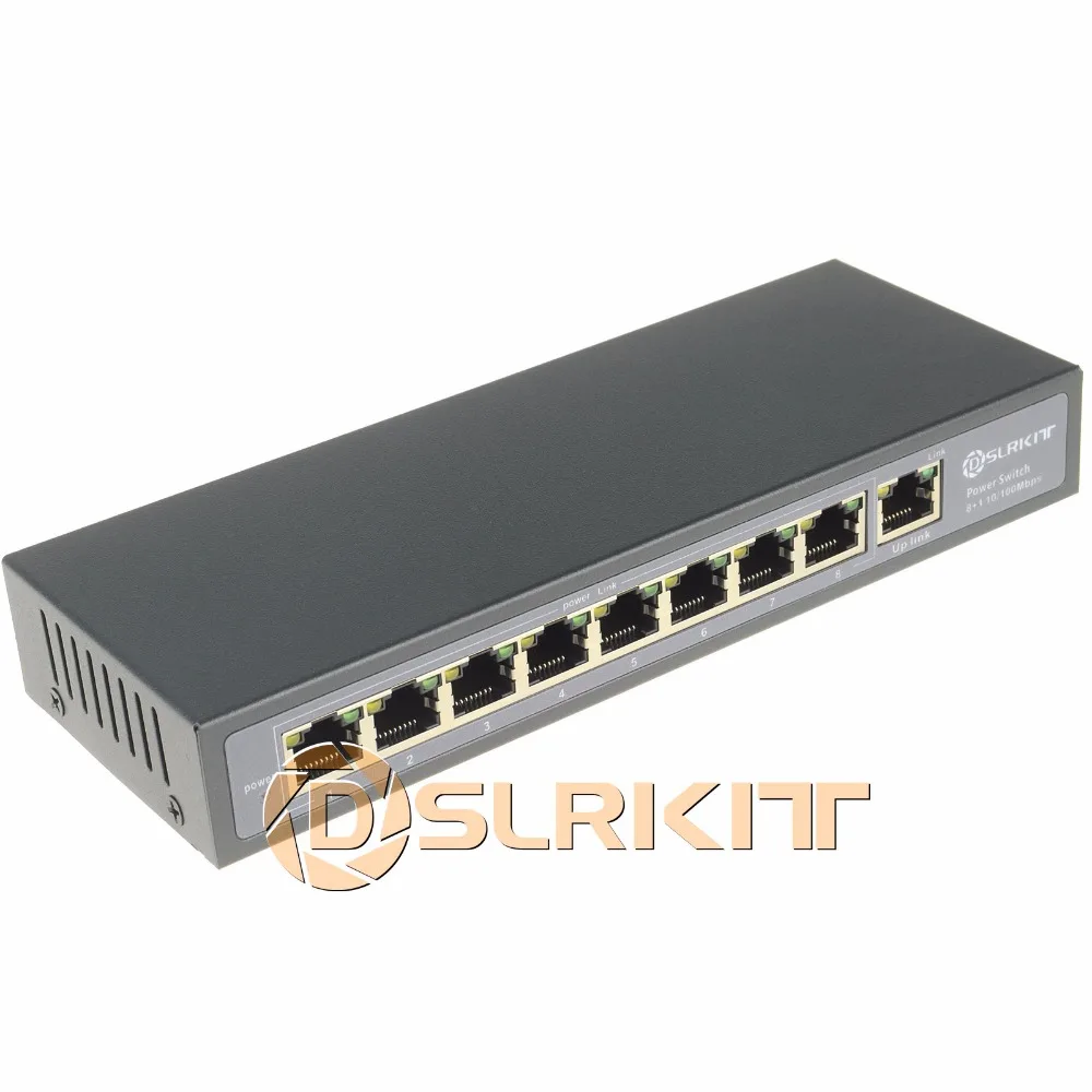DSLRKIT 9 портов 8 PoE Инжектор Power Over Ethernet коммутатор 48 в 120 Вт|ethernet switch|switch ethernet8 poe |