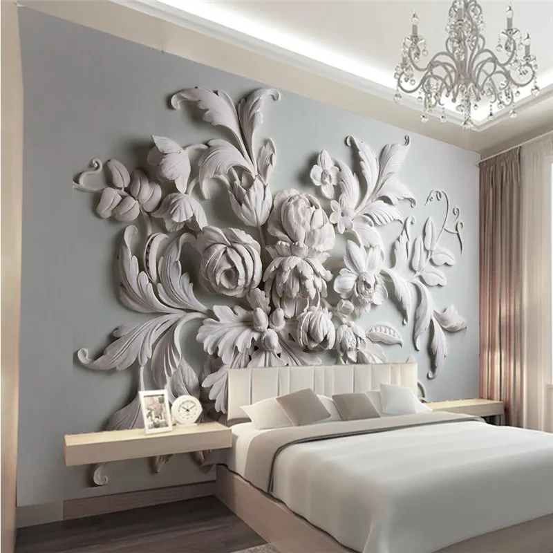 Пользовательские обои 3D reliefs Европейский фон вход крыльцо птица лист современная