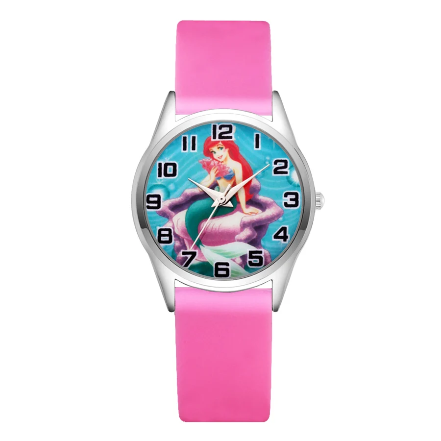 Pink Детские часы в стиле русалки с героями мультфильмов для девочек и мальчиков, кварцевые мягкие наручные часы с силиконовым ремешком JC27 - Цвет: Pink