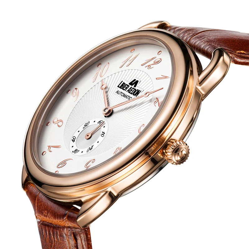 Либер aedon коричневый кожаный ремешок Лидирующий бренд Роскошные мужские часы Anique