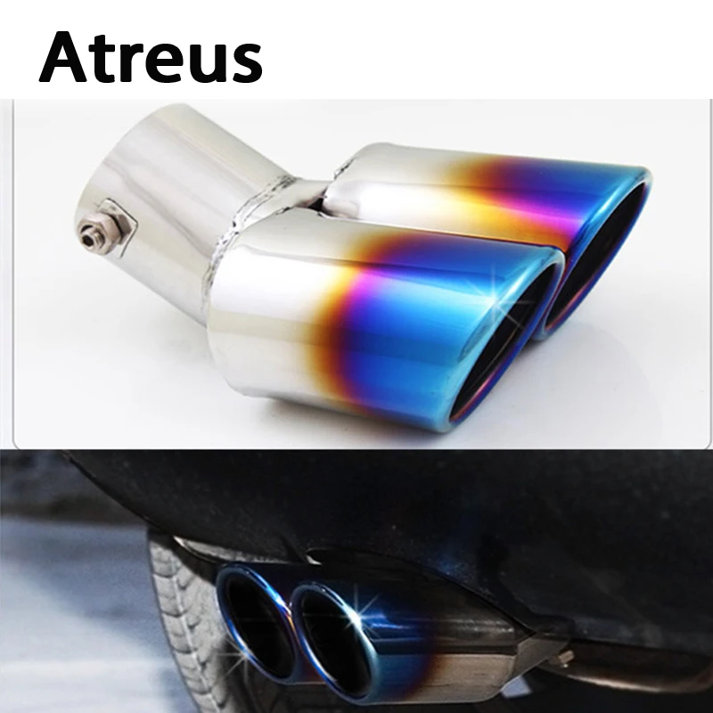 Atreus выхлопная труба глушитель наконечник <57 мм для Nissan Versa Honda Fit Ford Focus Suzuki SX4 Chevrolet Cruze Aveo двойной изогнутый Atreus выхлопная труба глушитель наконечник <57 мм для Nissan Versa Honda Fit Ford Focus Suzuki SX4 Chevrolet Cruze Aveo двойной изогнутый