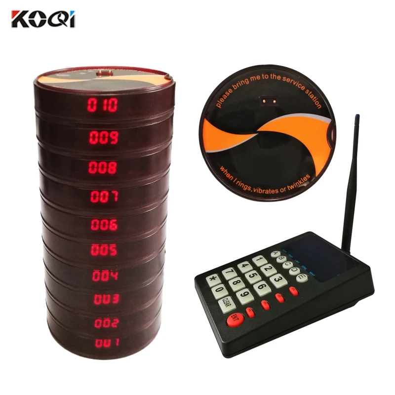 999 Channel 10pcs Call Coaster Paging Restaurant Equipments Restaurant Wireless Coaster Pager System Kitchen