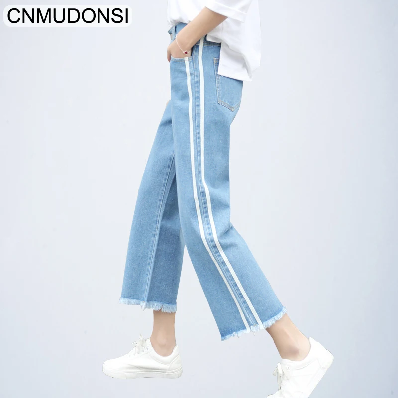 Женские прямые брюки с широкими штанинами белые обеих сторон Осень-зима 2019 |