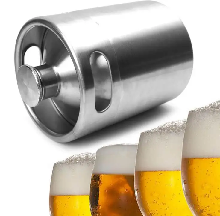 2L Homebrew Ворчун мини бочонок Нержавеющая сталь пива пивной гроулер винт Кепки