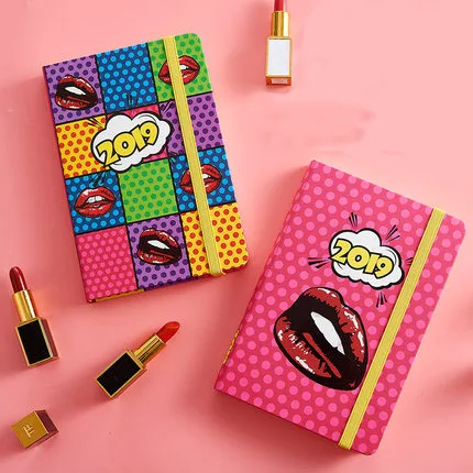 2019 каваи милые сексуальные красные губы стиль планировщик ноутбук тонкий бинт