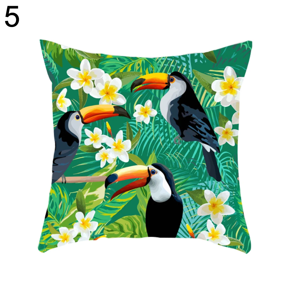 Hot Cushion Cover Lovely Toucan Leaves Square Throw Pillow Case Home Sofa Cafe Decor | Дом и сад