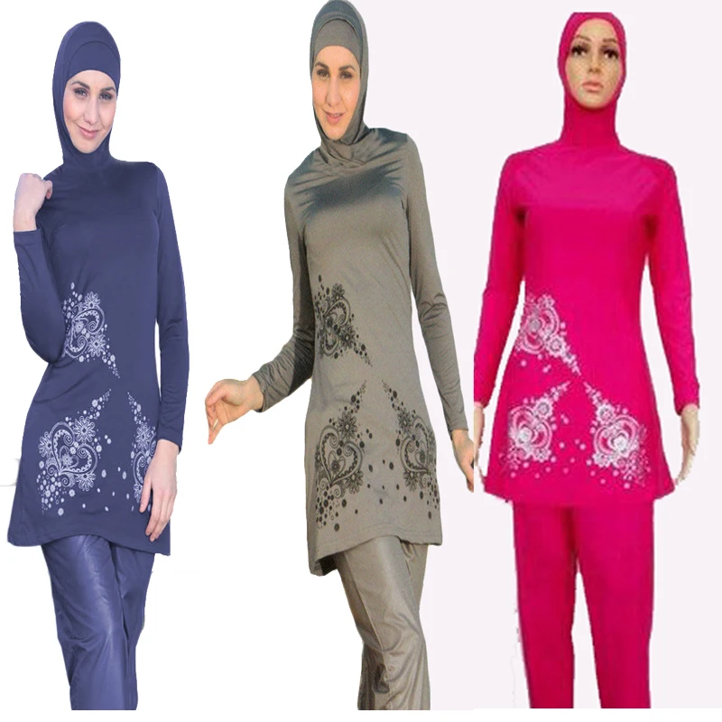 4 цвета модные мусульманские купальные костюмы для взрослых напечатанные с