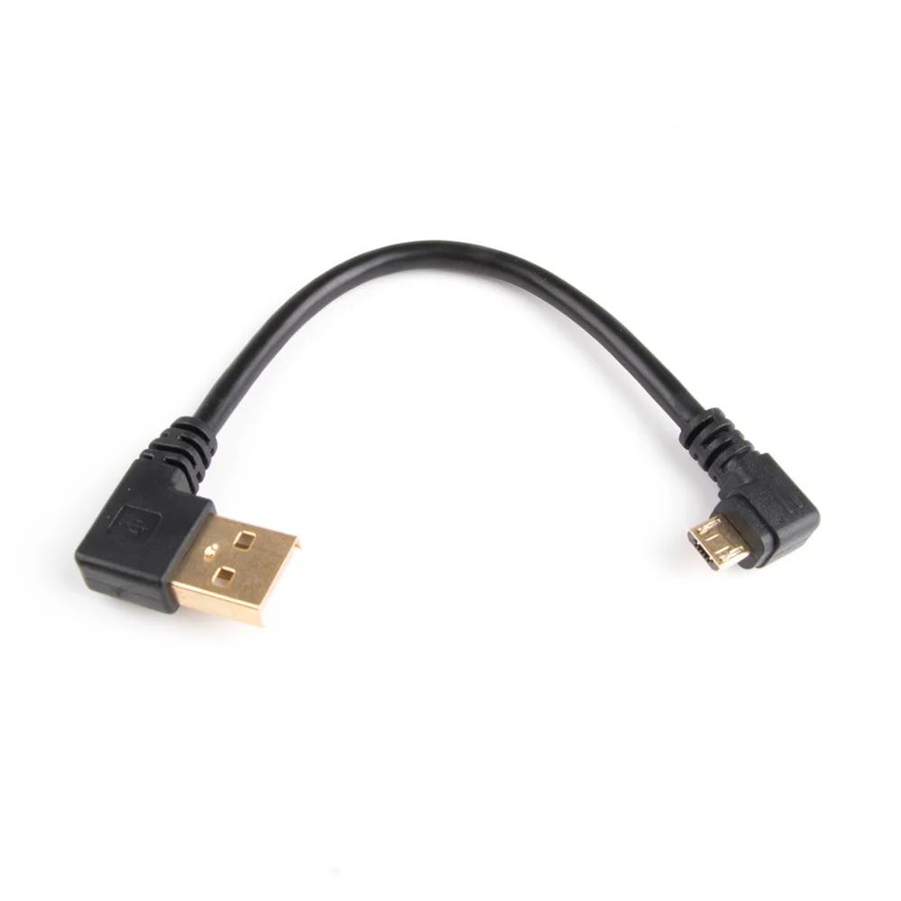 Позолоченный штекер короткий 90 градусов левый угол USB A на Micro прямоугольный