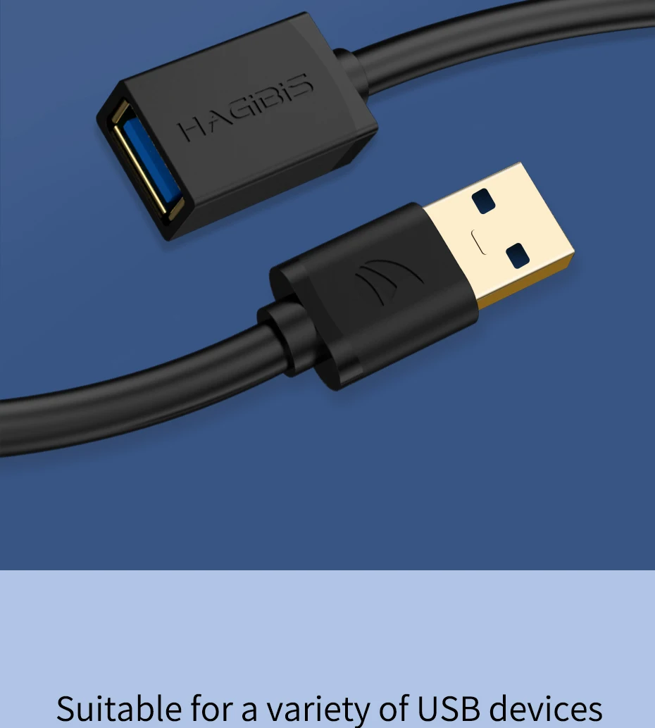 Кабель-удлинитель hagios USB3.0, Суперскоростной кабель для синхронизации данных 1 м, удлинитель USB 3,0 для компьютера, ПК, жесткого диска